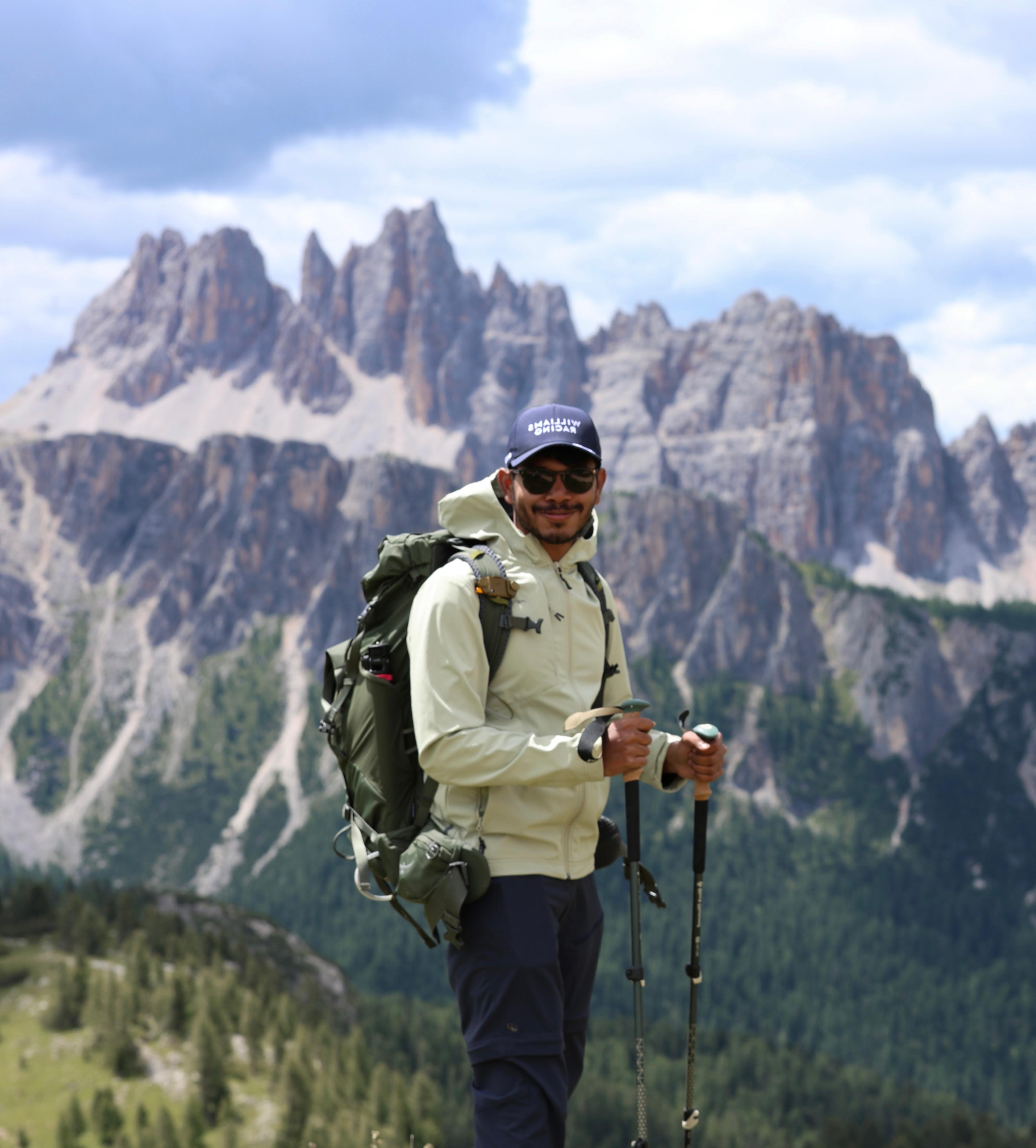 Saravanan Govindarajan hiking in the Dolomites